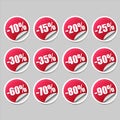 red round stickers with discount percentages to glue